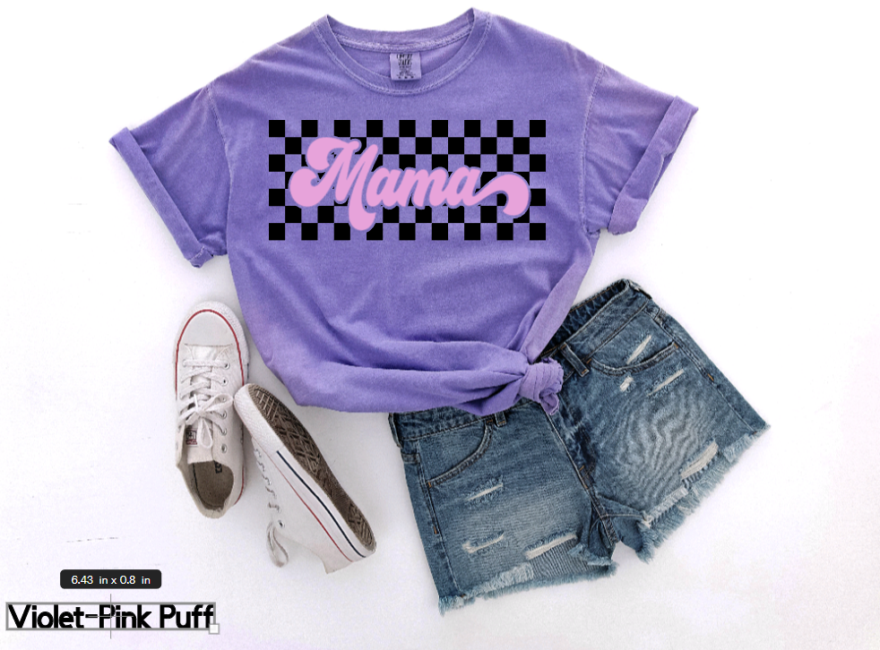 MAMA Checkered Puff Print Tshirt