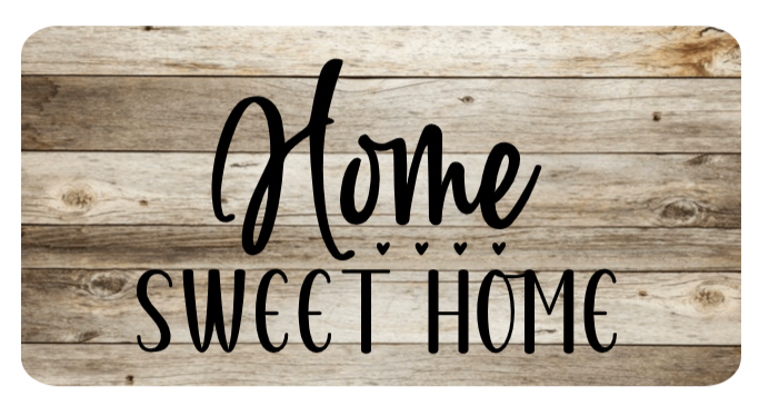 Home Sweet Home Hearts Stained Wooden Background Metal Sign