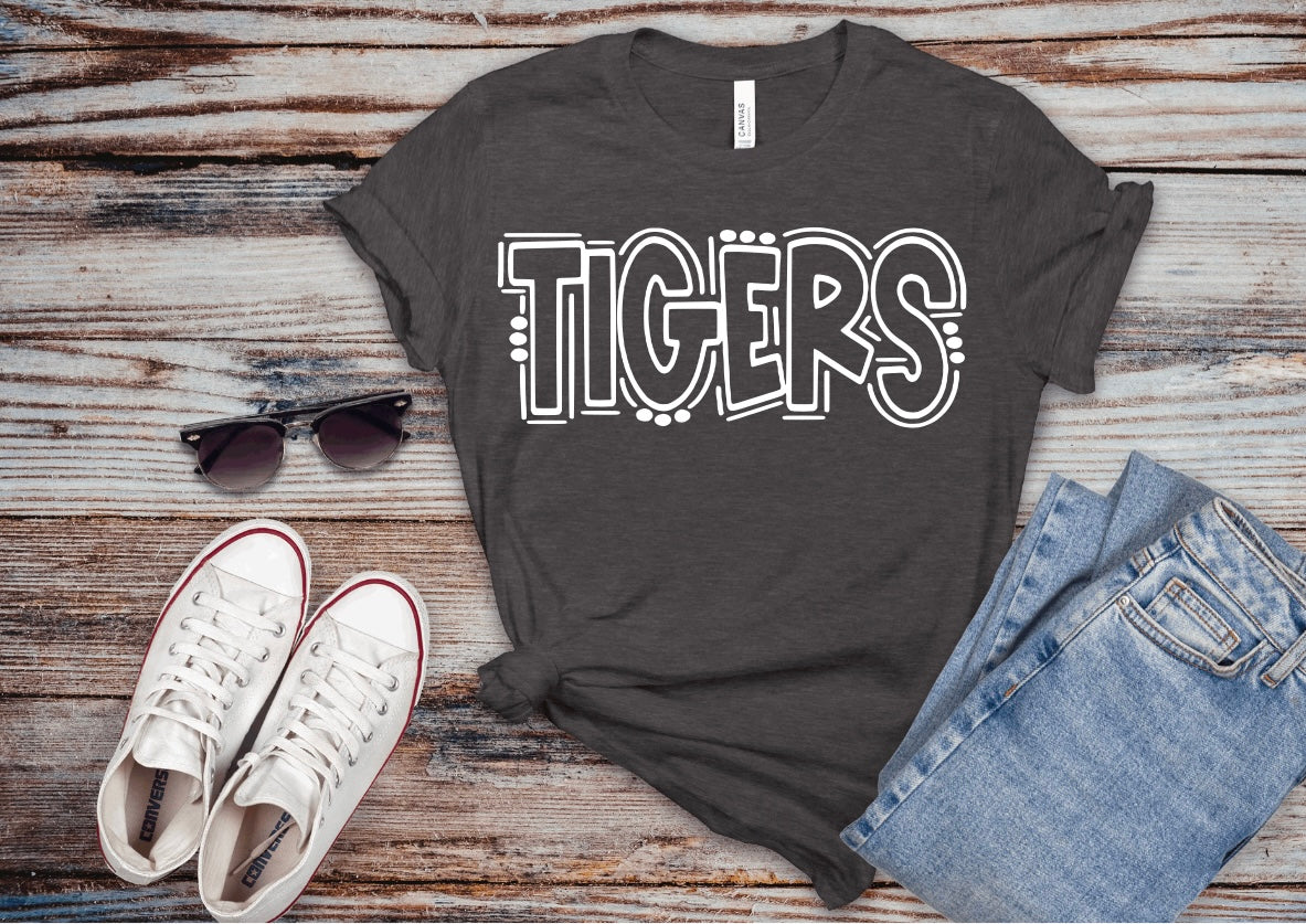 Tigers Pencil Design Heather Dark T-shirt