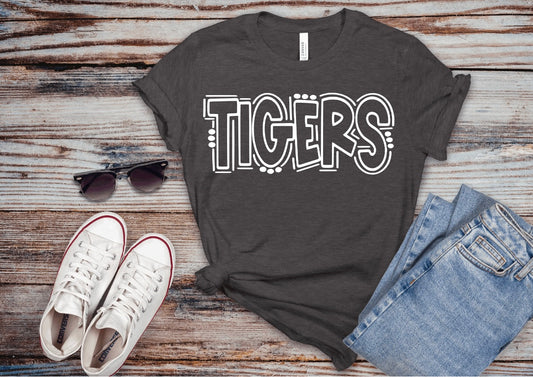 Tigers Pencil Design Heather Dark T-shirt