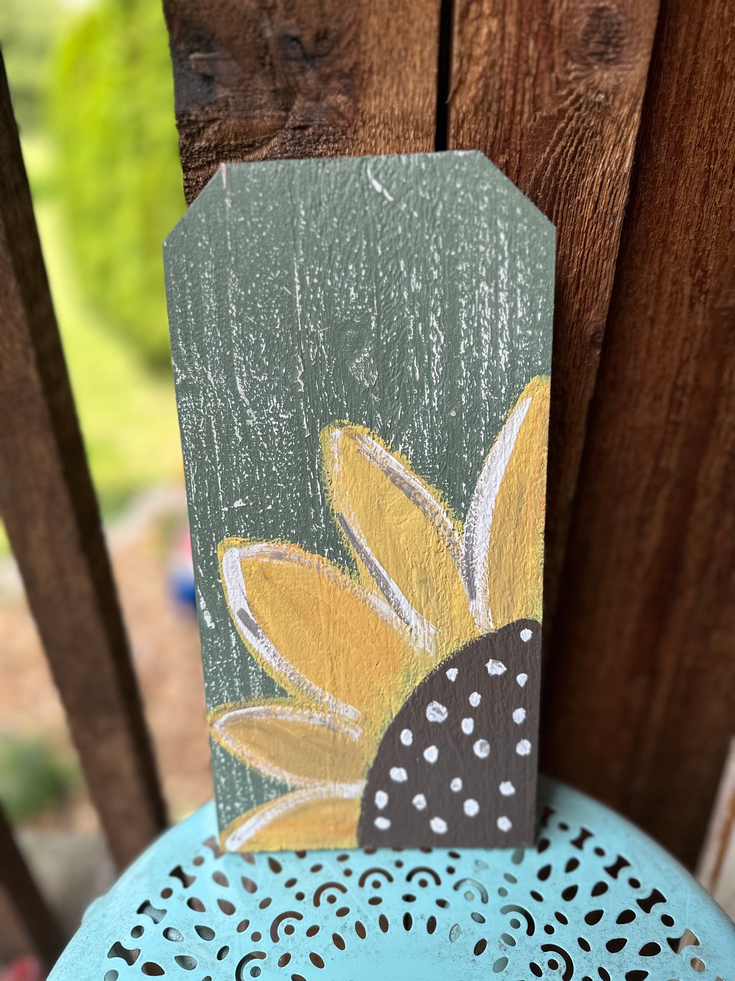 Sunflower Tag Hand Painted