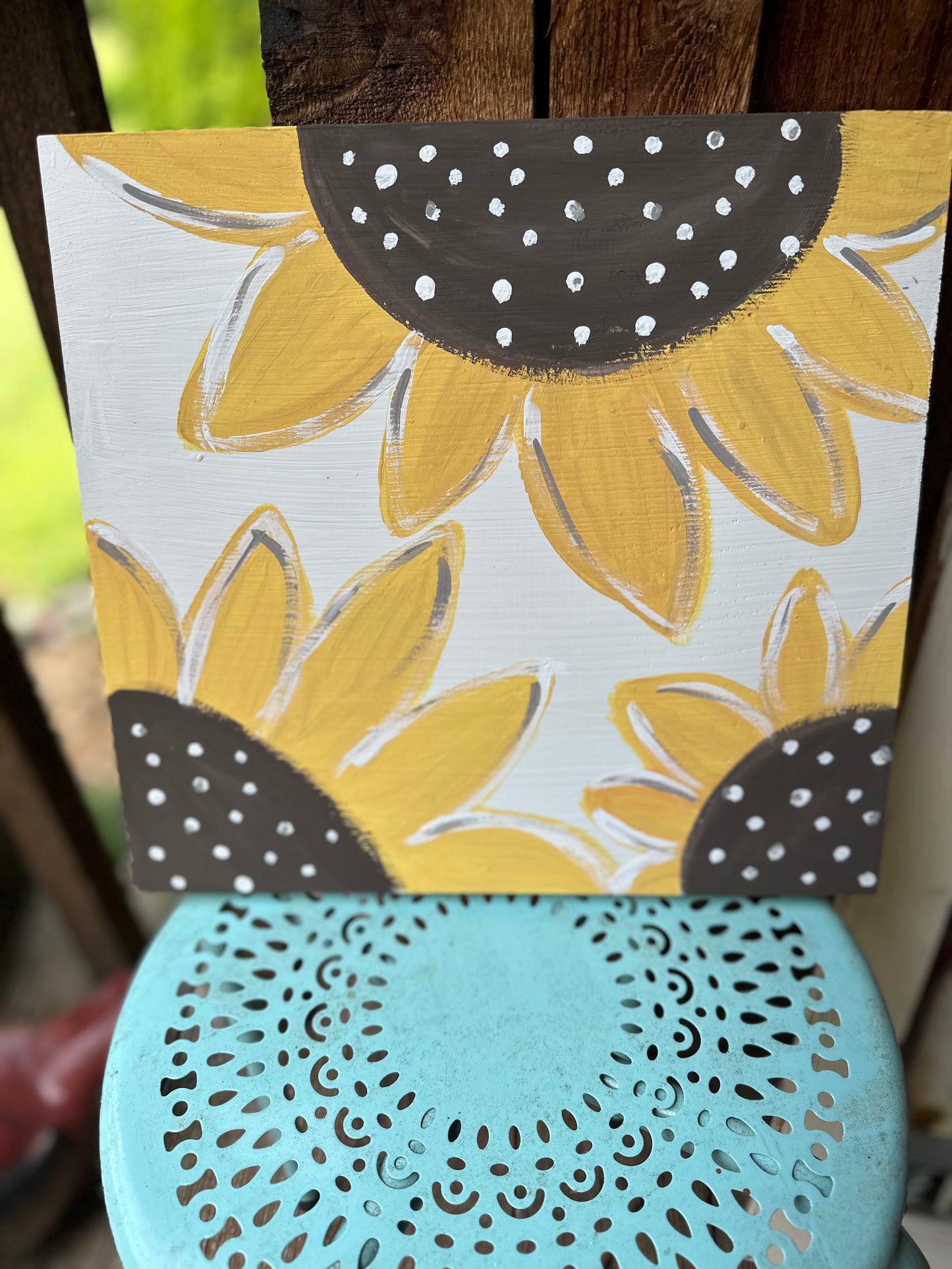 Triple Sunflower Hand Painted Sign