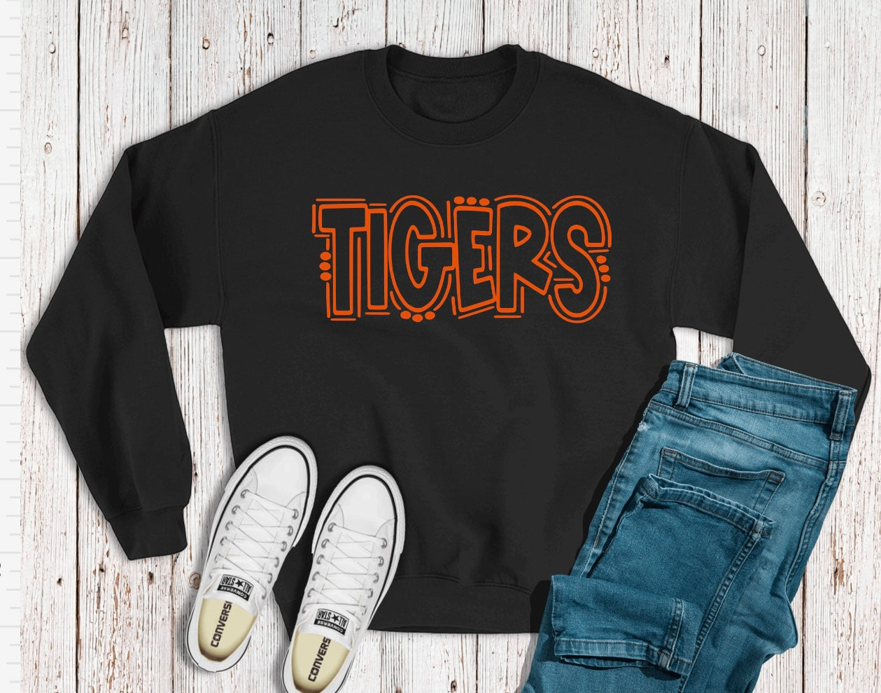 Tigers Pencil Design Black Sweatshirt