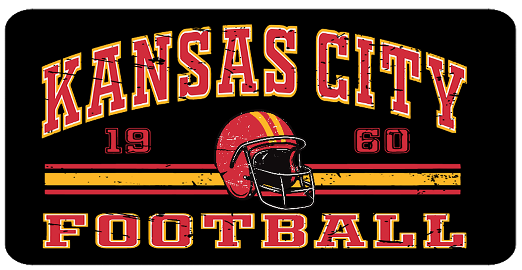 Kansas City Football 1960 Black Background Metal Sign
