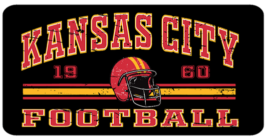 Kansas City Football 1960 Black Background Metal Sign