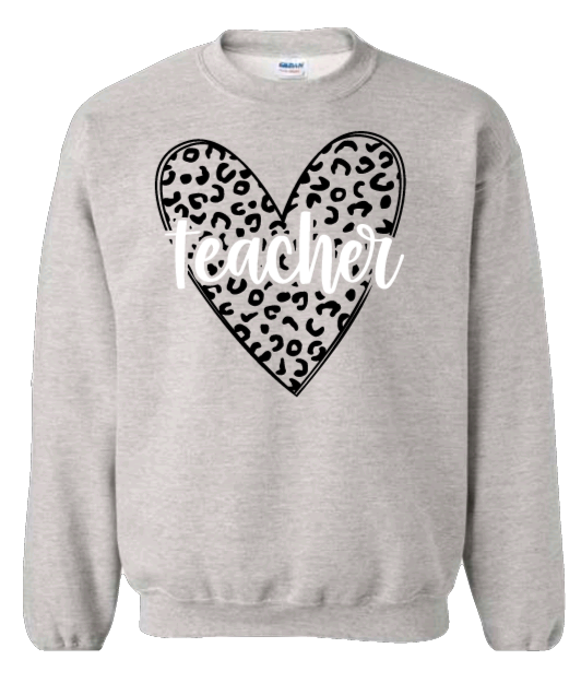 Teachers Leopard Heart Sweatshirt