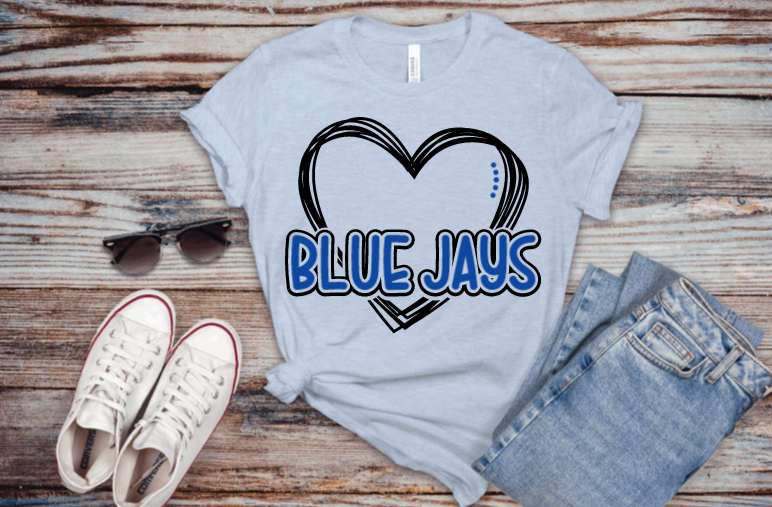 Blue Jays Etched Heart