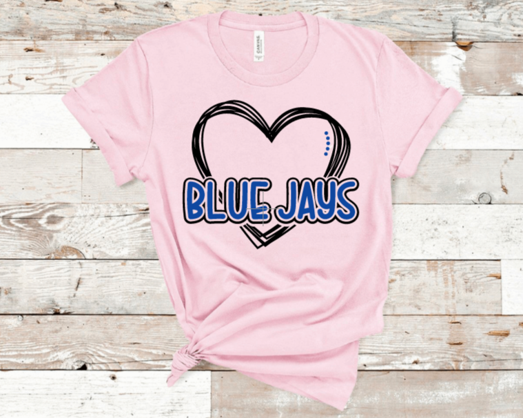 Blue Jays Etched Heart