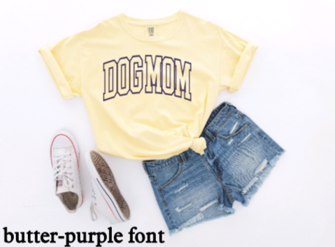 DOG MOM Arch Puff Print T-shirt