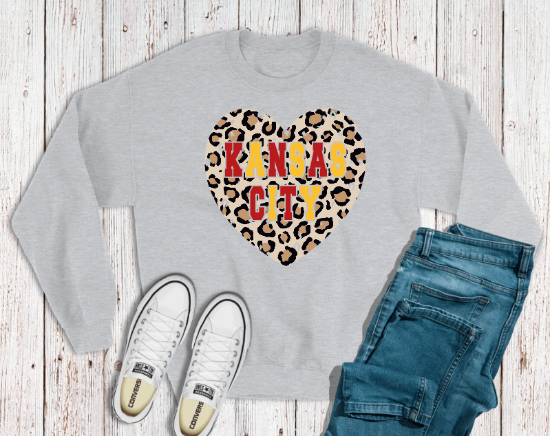 Kansas City Leopard Heart Sweatshirt